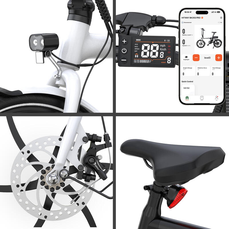 Bicicletă electrică pliabilă 20" aplicație smart 7 viteze bk35