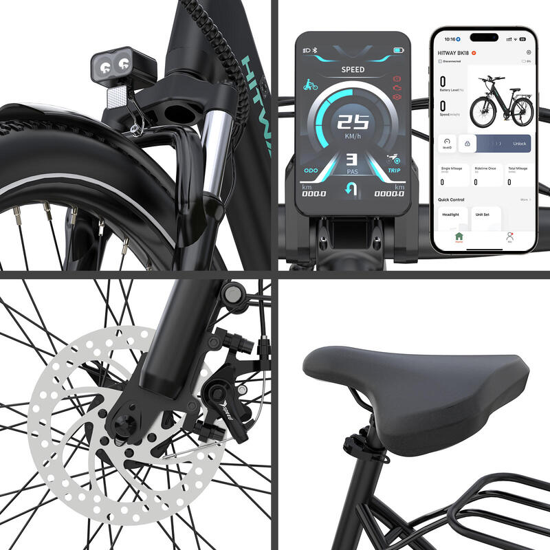27,5" Bicicletă electrică urbană cadru jos baterie detașabilă BK18 APP NFC