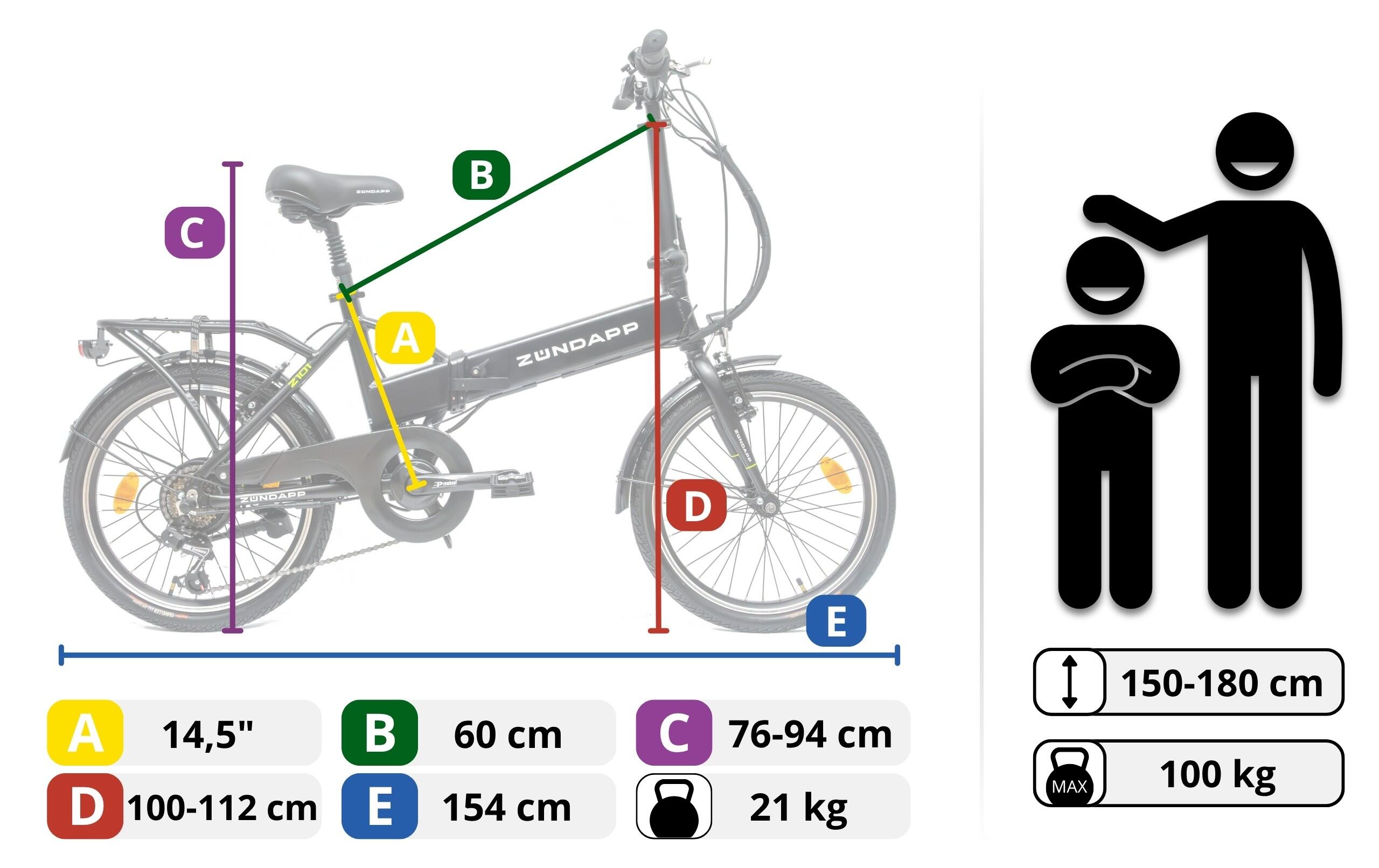 Rower Elektryczny Składany Miejski Zündapp Z101 Koła 20" 2/7