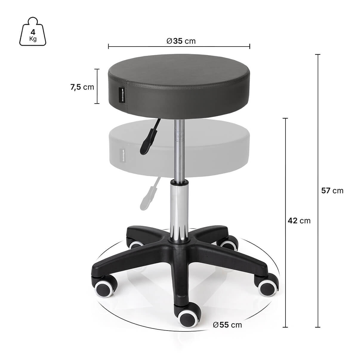 Kit Marquesa Portátil em Alumínio 3 Corpos + Banco com Rodas Antracite 5/7