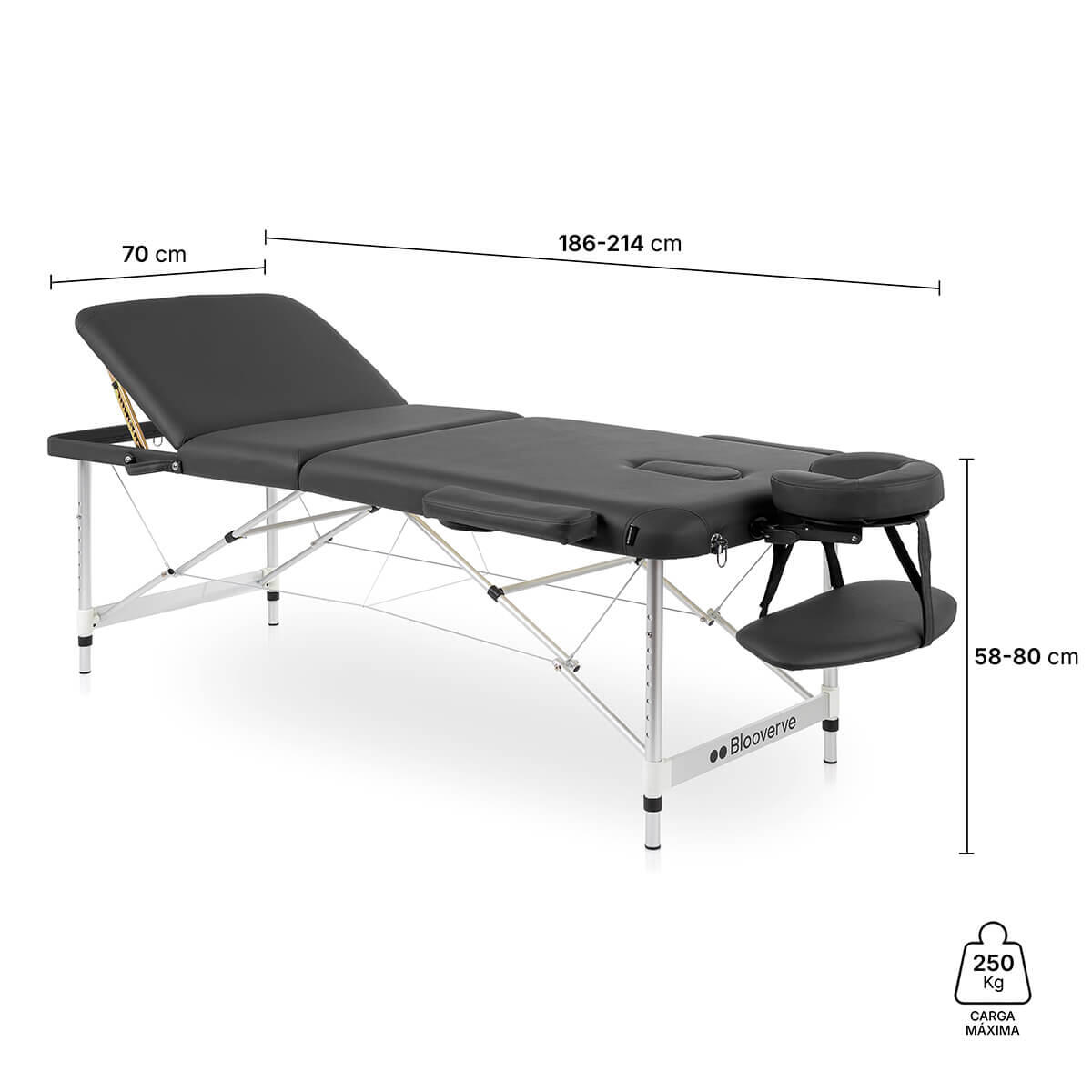 Marquesa Portátil Dobrável 3 Corpos 70 cm Alumínio Antracite 5/7