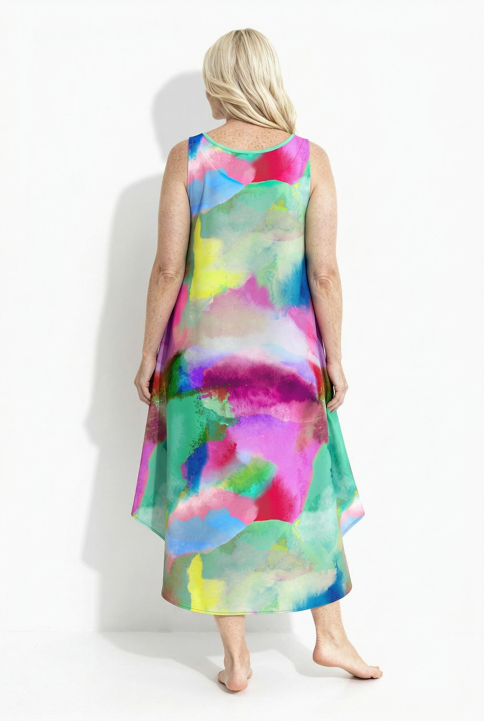 Femme Robe midi sans manches décolleté rond et coupe évasée 2/7