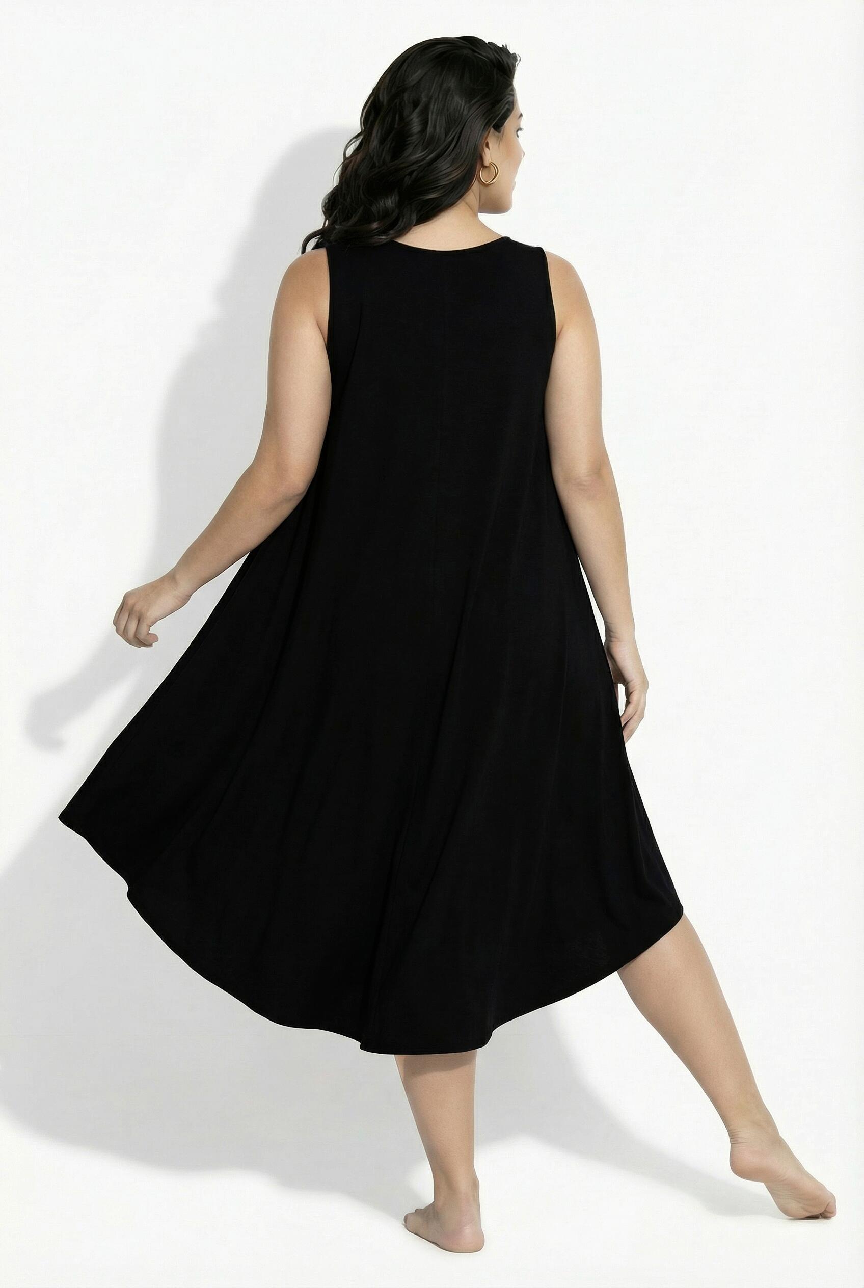 Femme Robe midi sans manches décolleté rond et motif caméléon coupe évasée 2/7