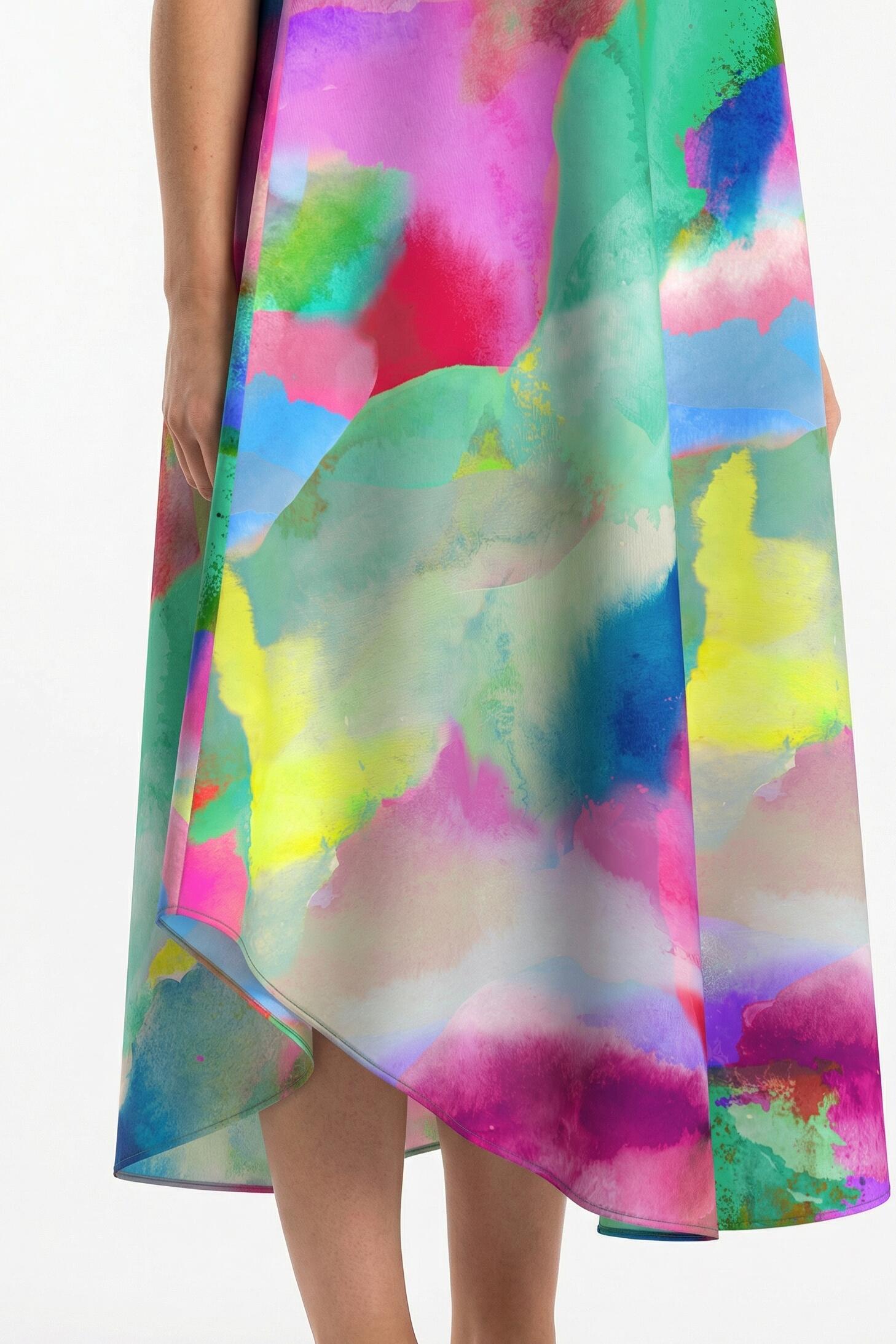 Femme Robe midi sans manches décolleté rond et coupe évasée 5/7