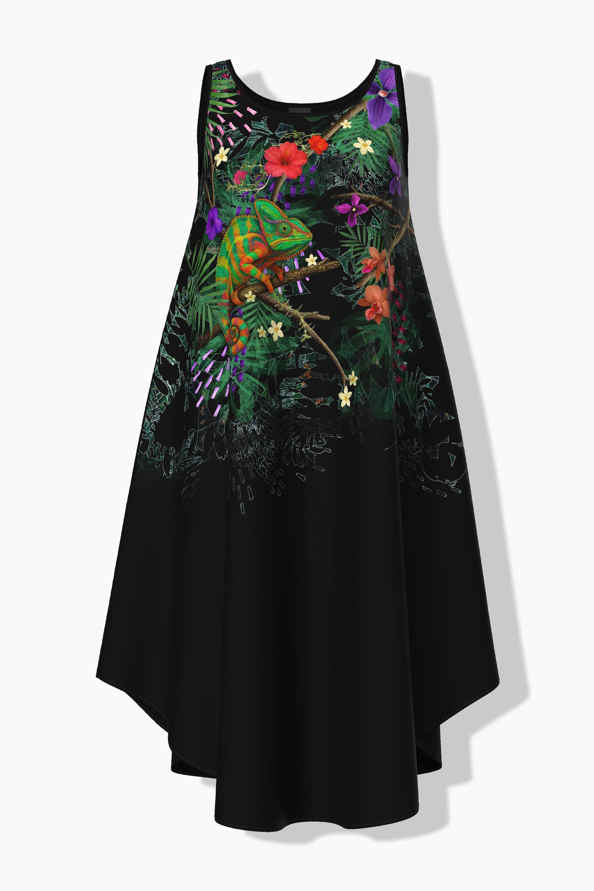 Femme Robe midi sans manches décolleté rond et motif caméléon coupe évasée 7/7