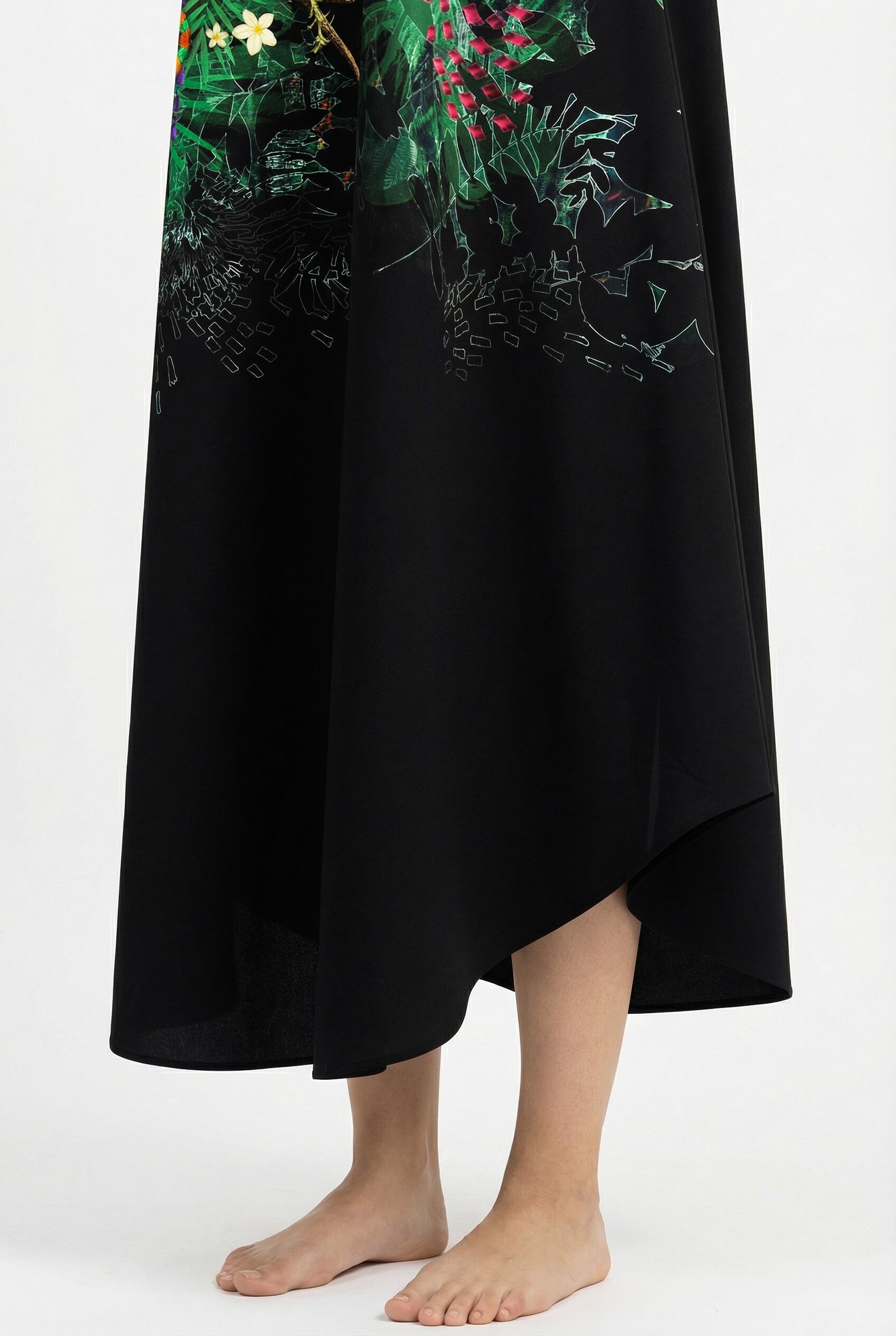 Femme Robe midi sans manches décolleté rond et motif caméléon coupe évasée 4/7