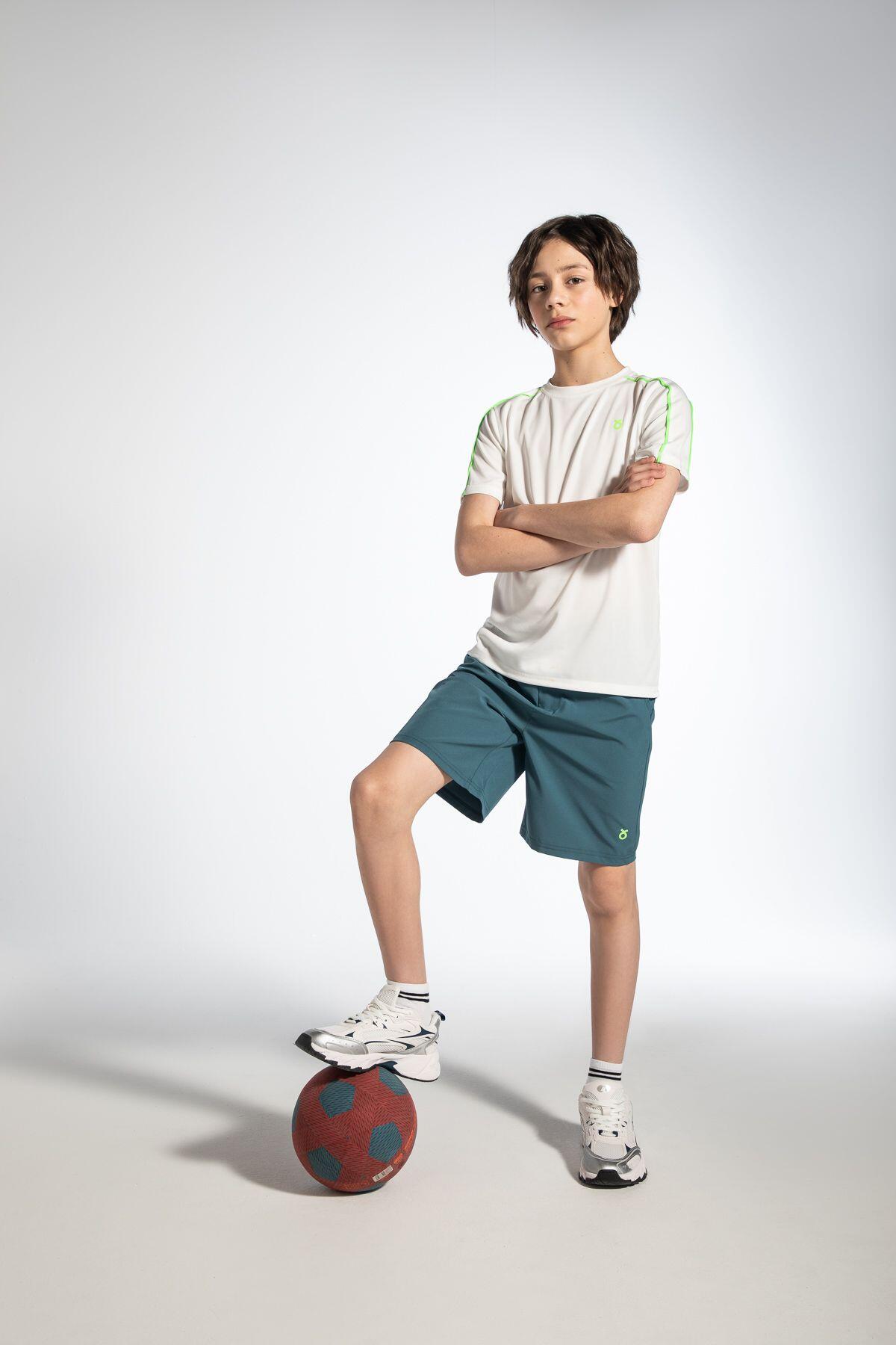Voetbalshort voor kinderen WL6 groen 6/7