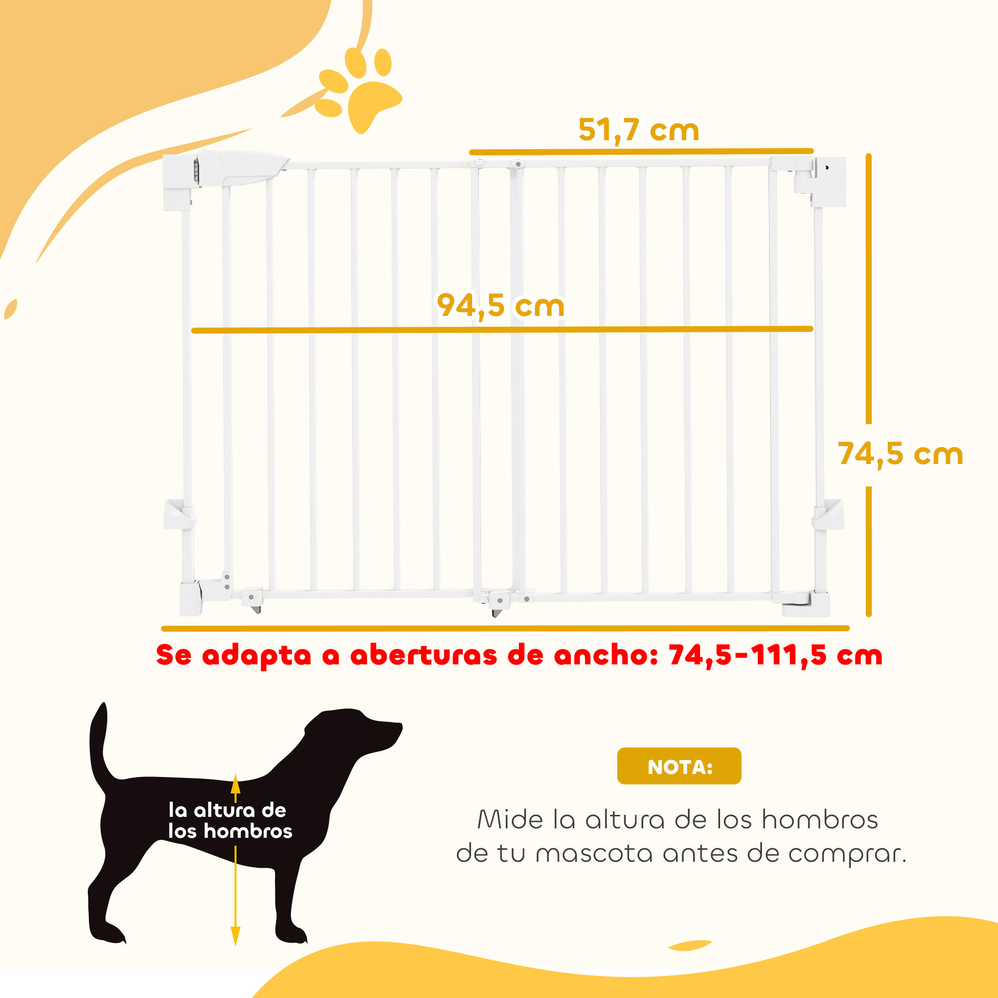 Barreira para Cães PawHut Branco 3/5