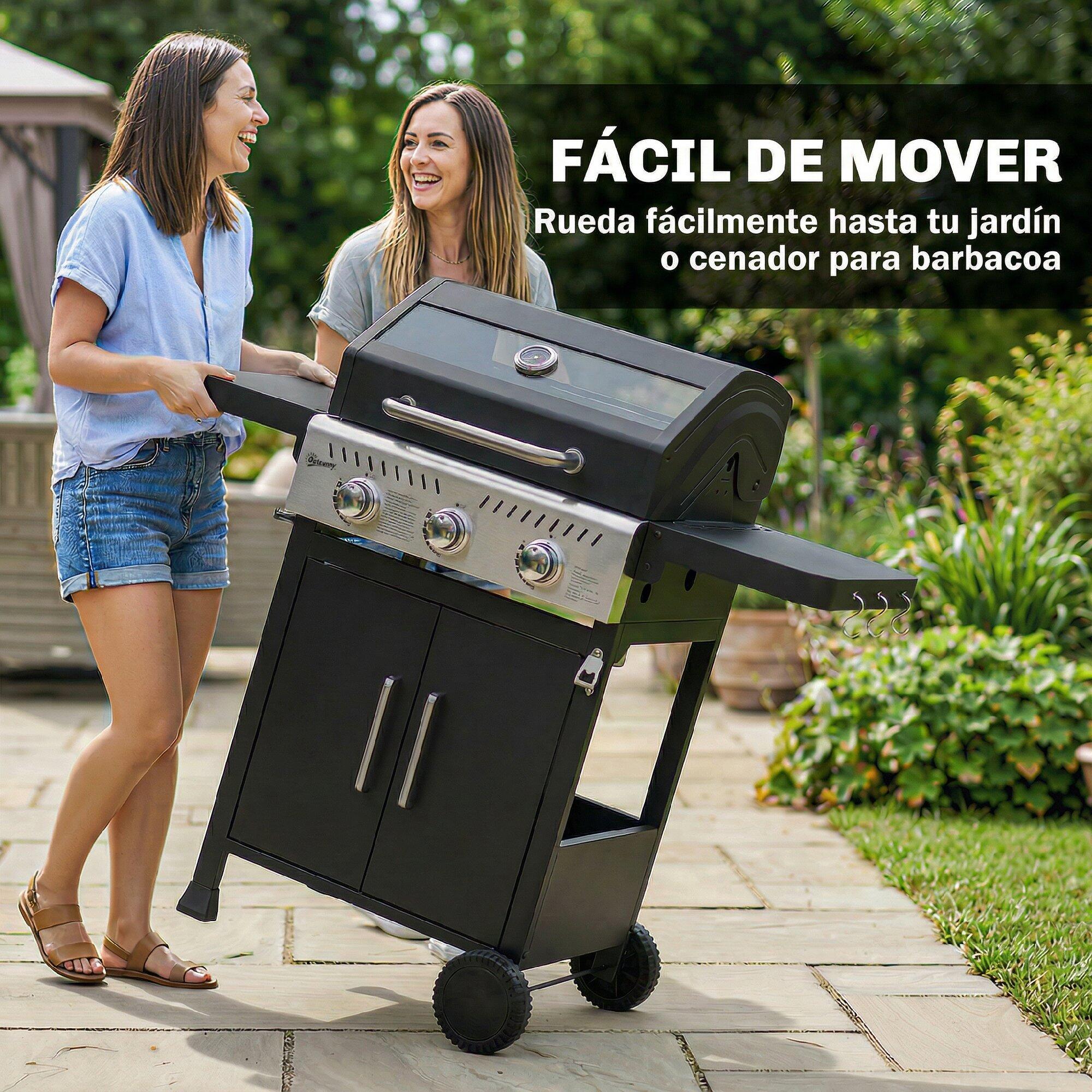 Barbecue a gás 125x57x110 cm preto Outsunny 5/5