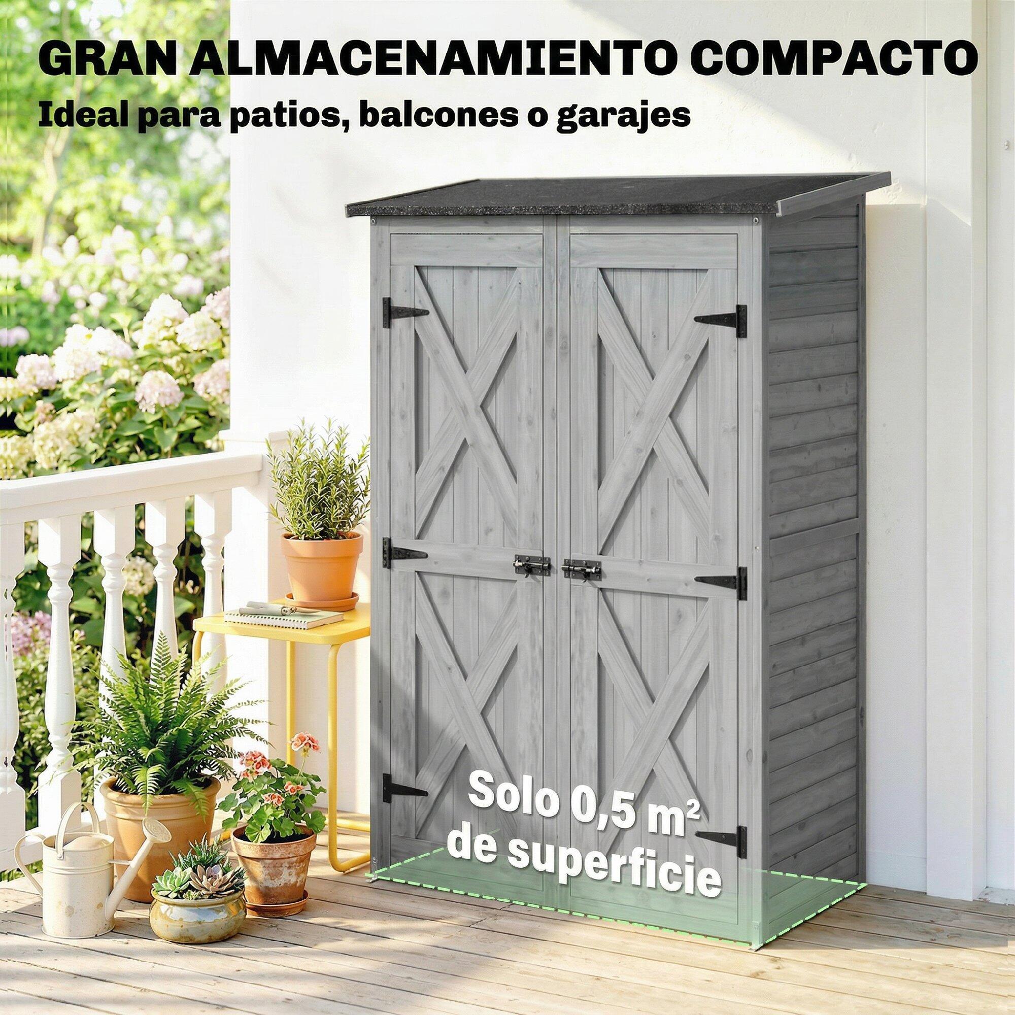 Armário de jardim 115x53x156 cm cinzento Outsunny 4/5