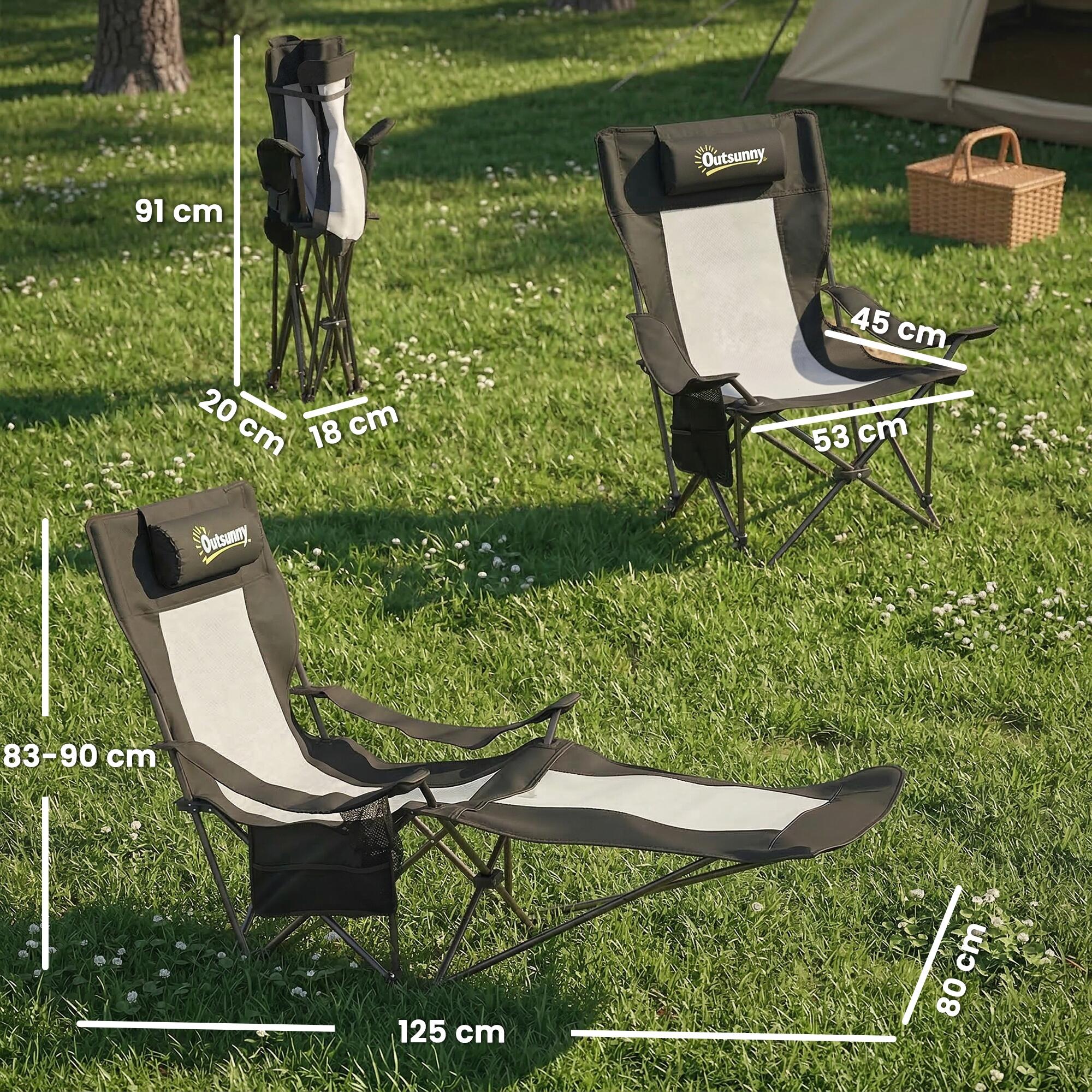 Espreguiçadeiras de camping 165x80x90 cm preto Outsunny 3/5