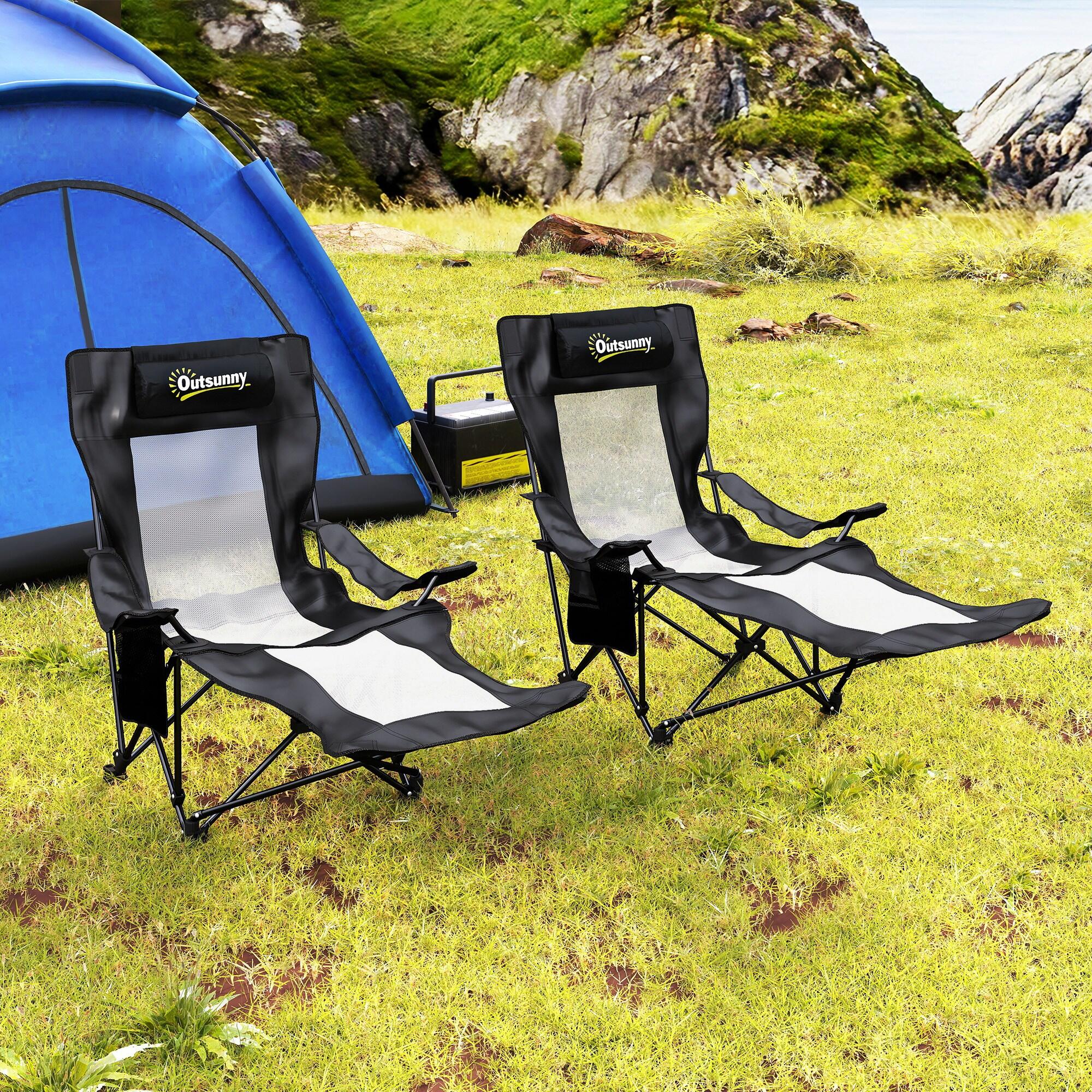 Espreguiçadeiras de camping 165x80x90 cm preto Outsunny 2/5