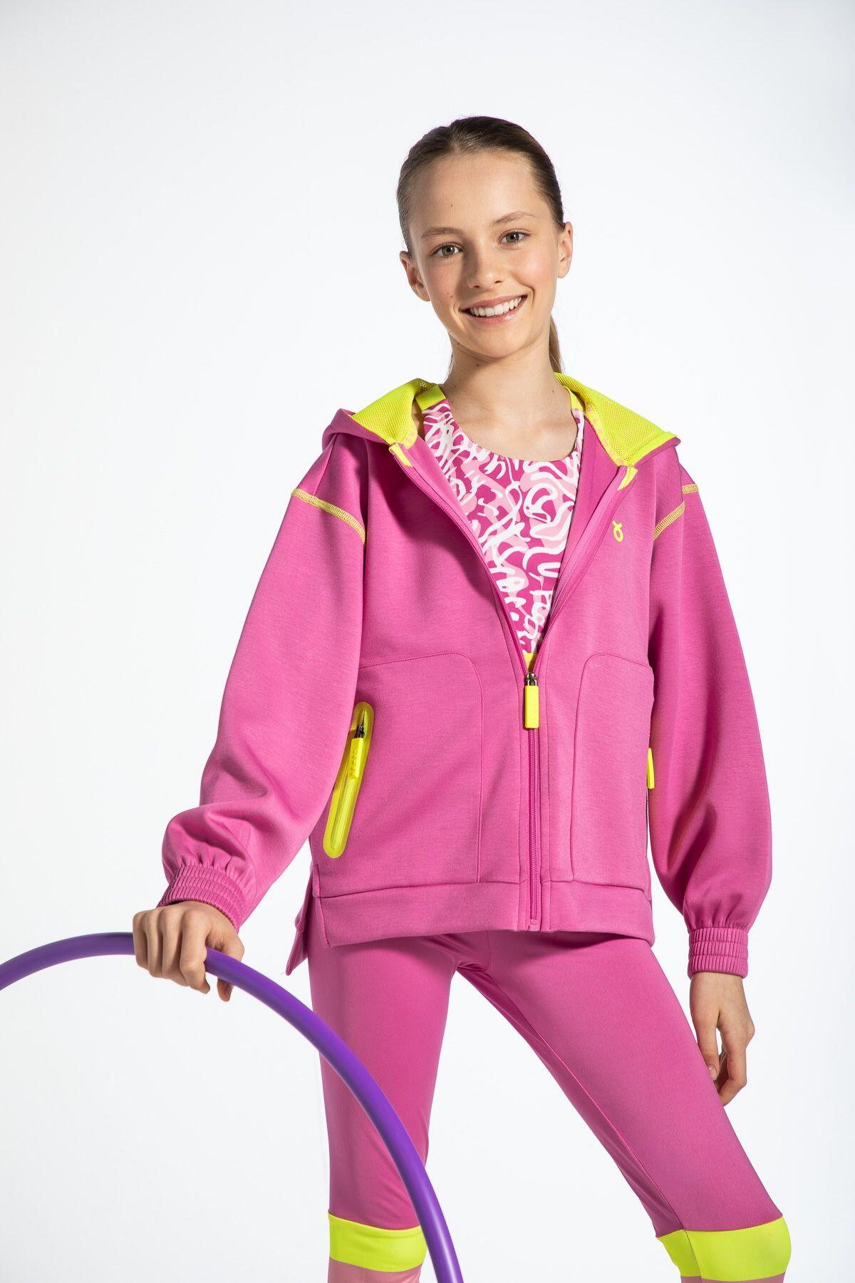 Bluza sportowa dla dzieci Lemon Exlopre WL6 rozpinana różowa 7/7