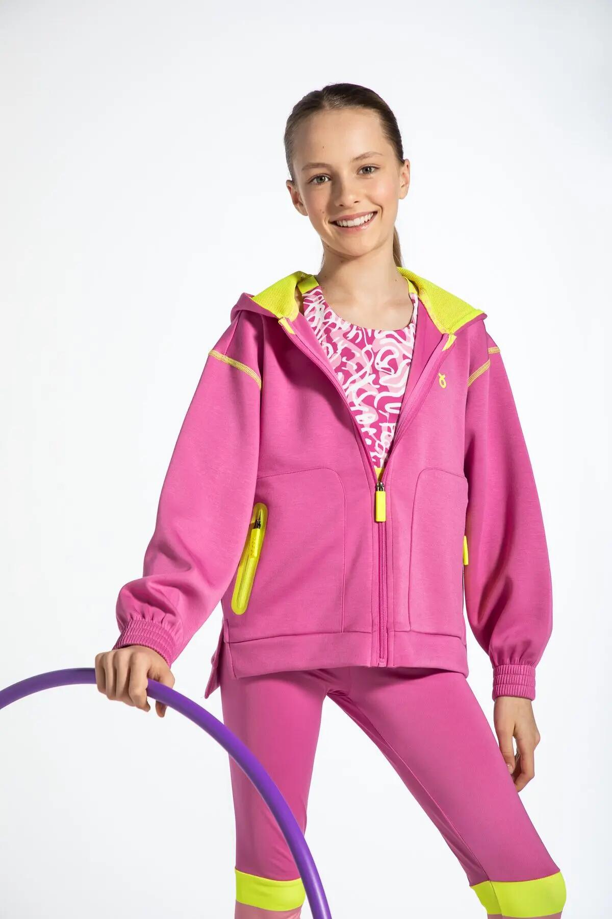 Bluza sportowa dla dzieci Lemon Exlopre WL6 rozpinana różowa 7/7