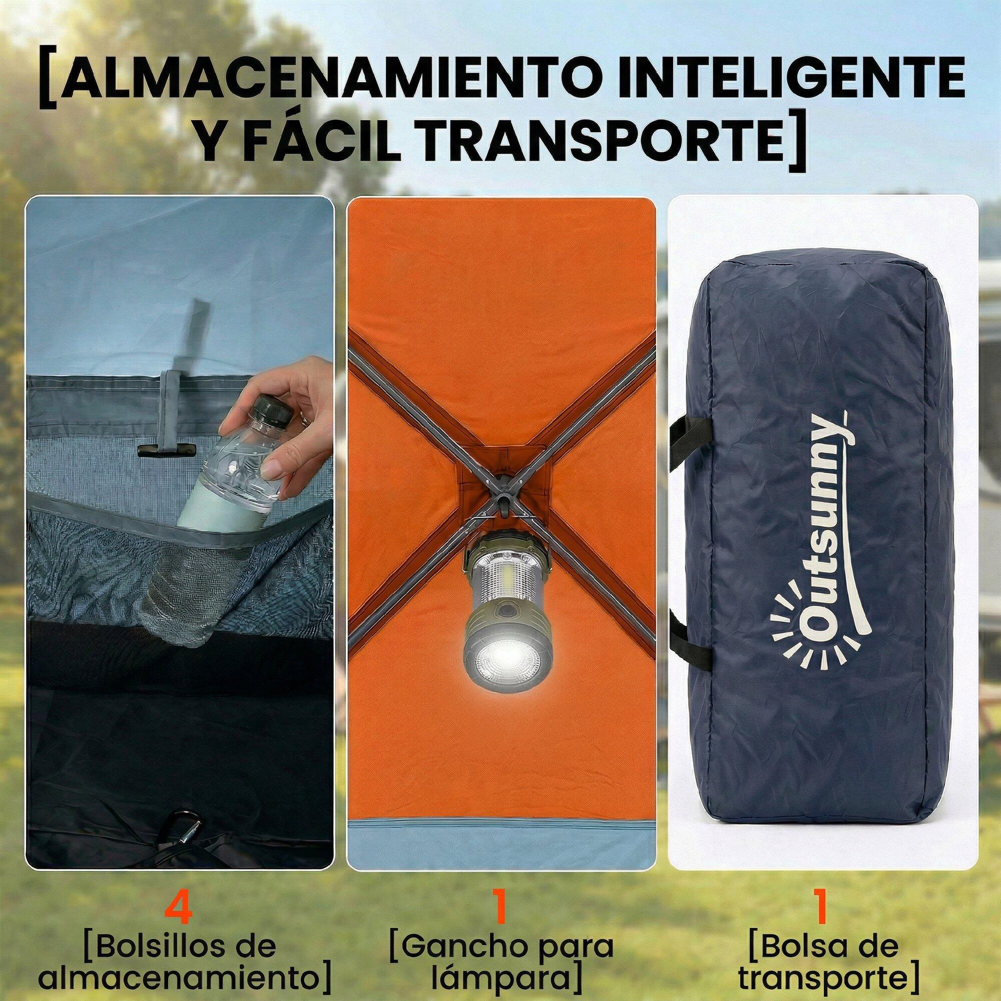 Tenda de campismo 530x380x220 cm laranja e azul Outsunny 5/5