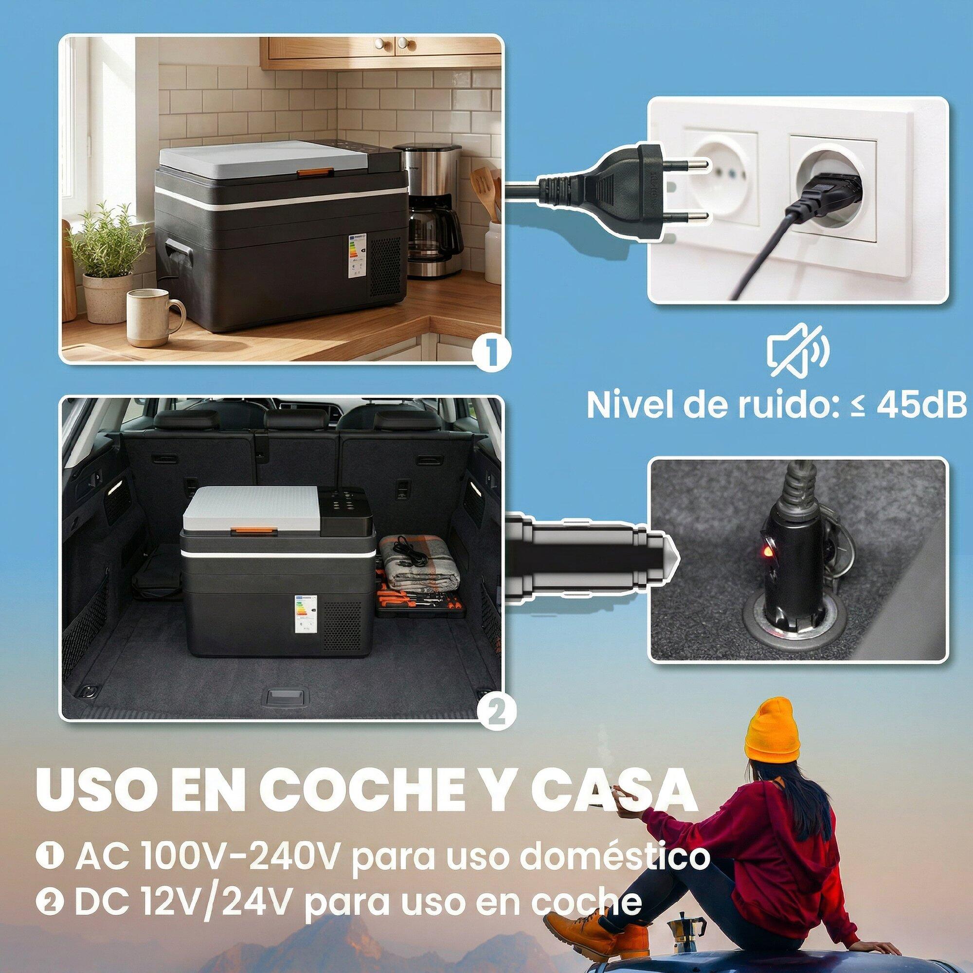 Frigorífico portátil 62.3x37.8x37 cm preto Outsunny 5/5
