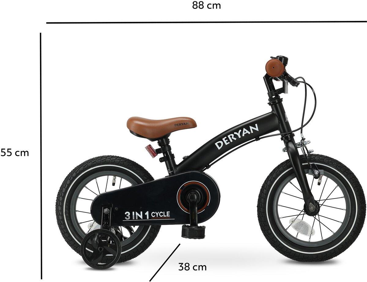 3-in-1 Kinderfahrrad 12 Zoll - Laufrad - Inklusive Sttzrder - Schwarz |  Decathlon