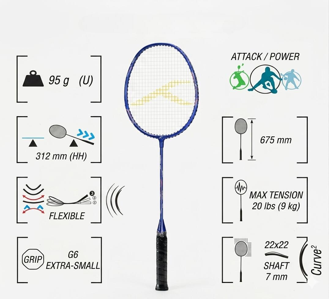 Badmintonschläger (2er-Pack) – Powertek 200 für Anfänger Marineblau 2/7