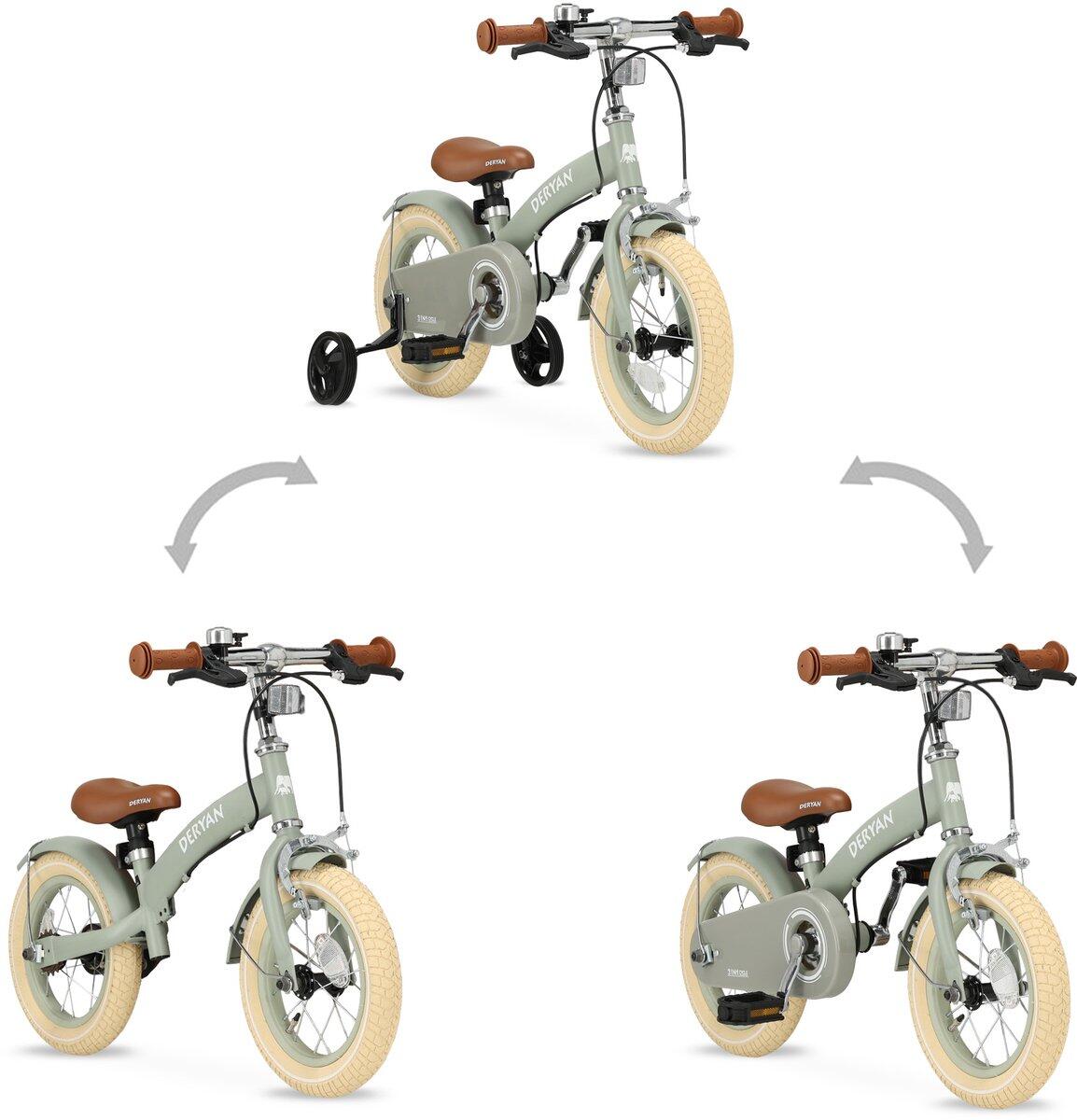 3-in-1 Kinderfahrrad 12 Zoll - Laufrad - Inklusive Stützräder - Grün 2/8