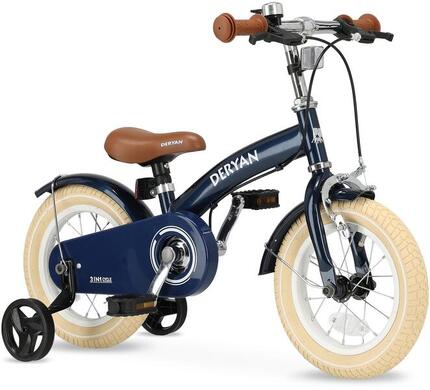 Vélo enfant 3-en-1 12 pouces - Draisienne - Avec petites roues - Noir