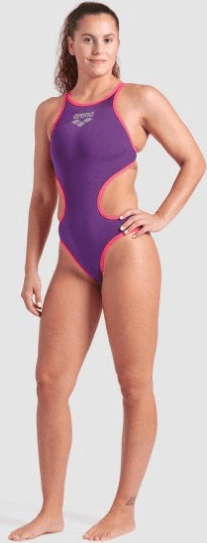 Maillot de bain Arena One Big Logo Violet/Corail Femme 5/7
