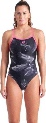 Arena Frozen Leaves Badeanzug Schwarz/Pink Damen
