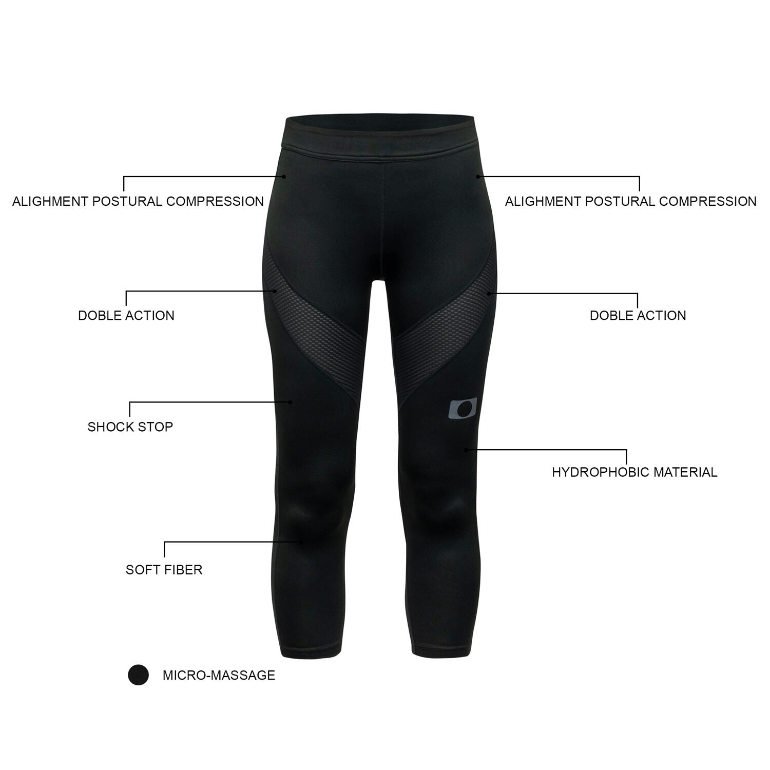 PANTALON CAPRI RUNNING DE COMPRESIÓN FEMME BlueBall EN NOIR 2/5