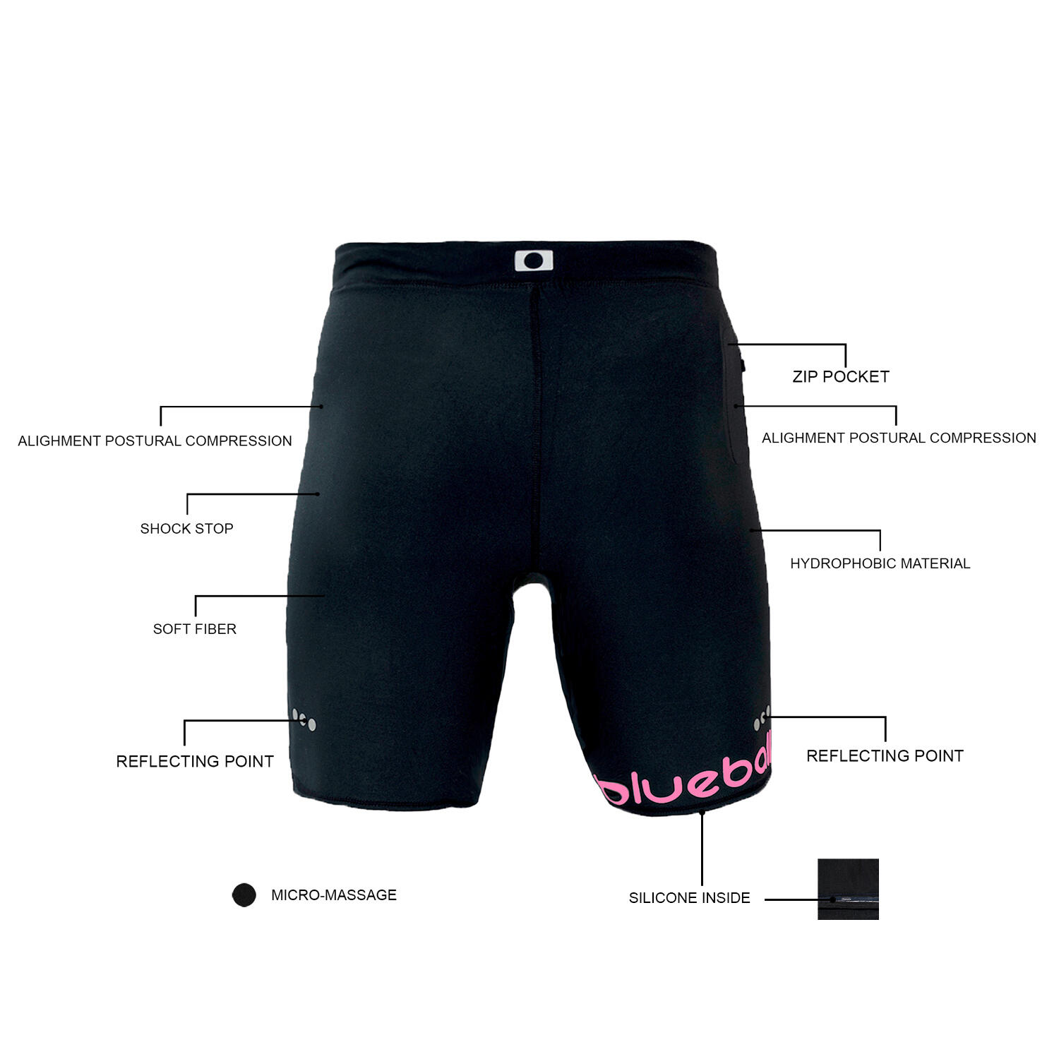 LEGGINGS DE COMPRESIÓN RUNNING POUR FEMME DE long court BlueBall EN NOIR AVEC… 4/4