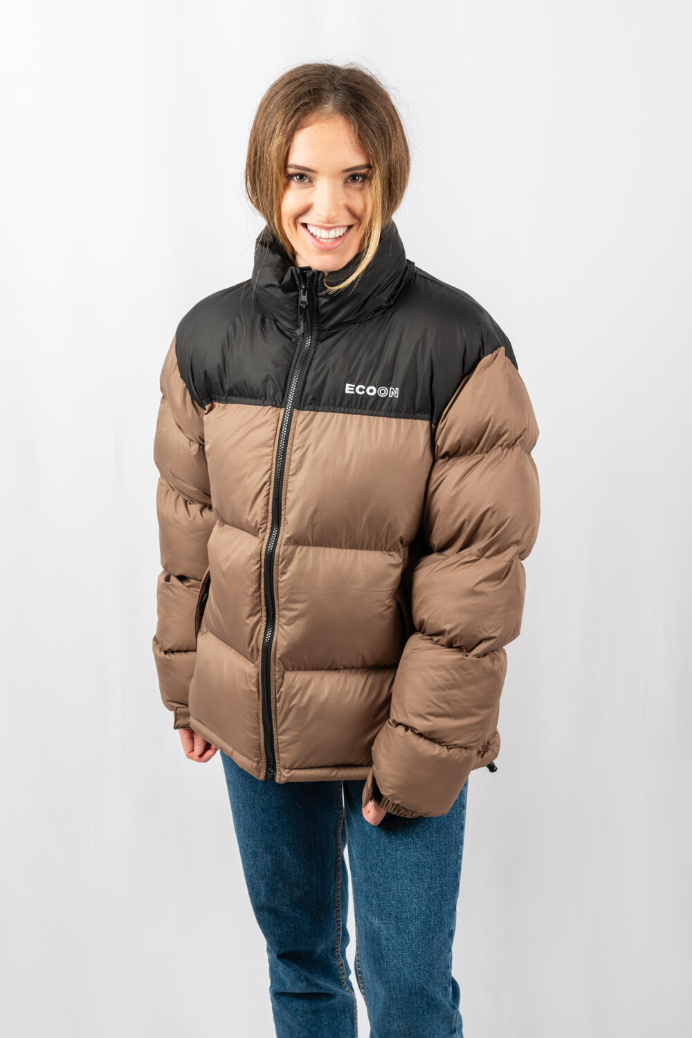 Veste Lisboa short jacket marque ECOON - Kaki / Noir 5/7
