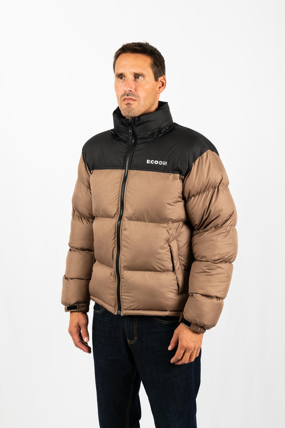 Veste Lisboa short jacket marque ECOON - Kaki / Noir 4/7