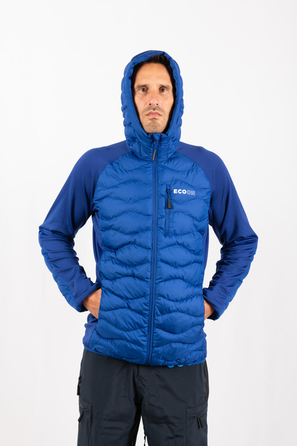 Veste ECOActive Hybrid Insulated Jacket with cap marque ECOON - Bleu Cielo 7/7