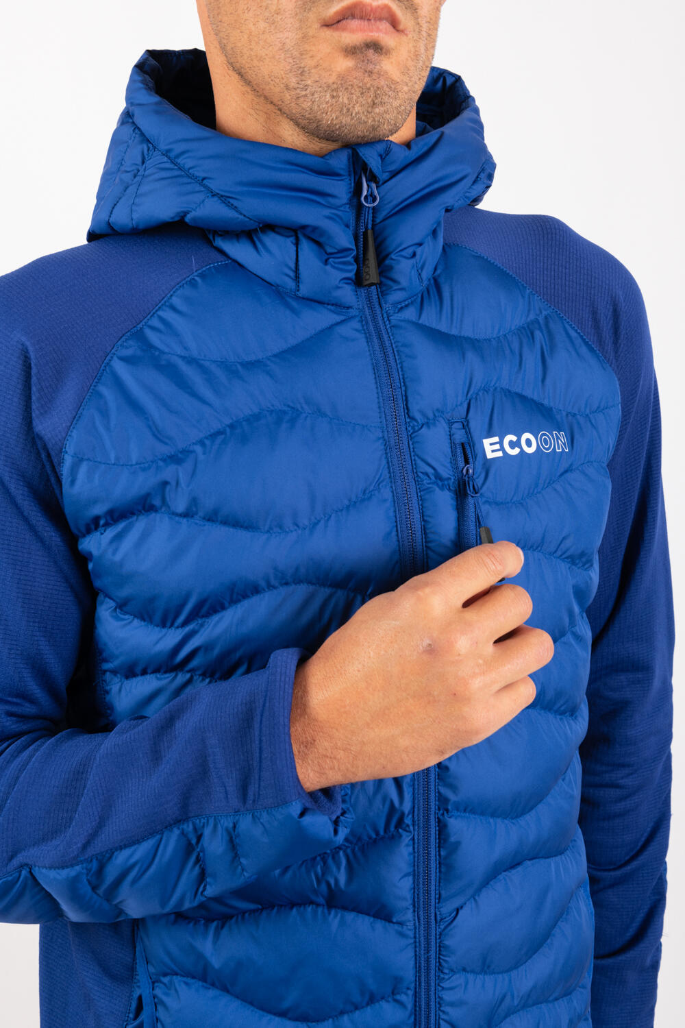 Veste ECOActive Hybrid Insulated Jacket with cap marque ECOON - Bleu Cielo 5/7