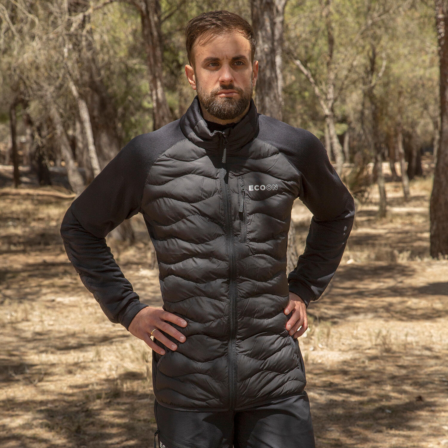 Veste ECOActive Hybrid Insulated Jacket marque ECOON - Noir avec marque en bla… 7/7
