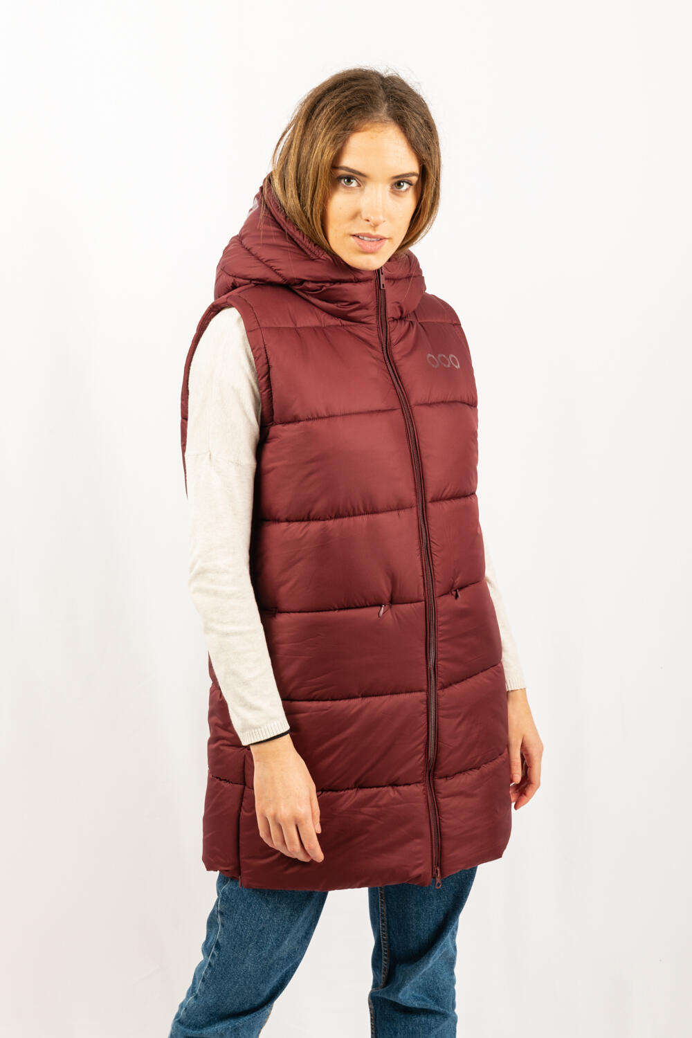 Chaleco Barcelona Long Vest marca ECOON - granate oscuro 3/7
