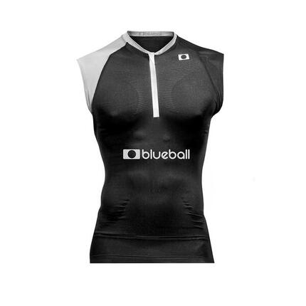 T-SHIRT DE COMPRESSION RUNNING FEMME SANS MANGAS BlueBall EN NOIR Et ROSA
