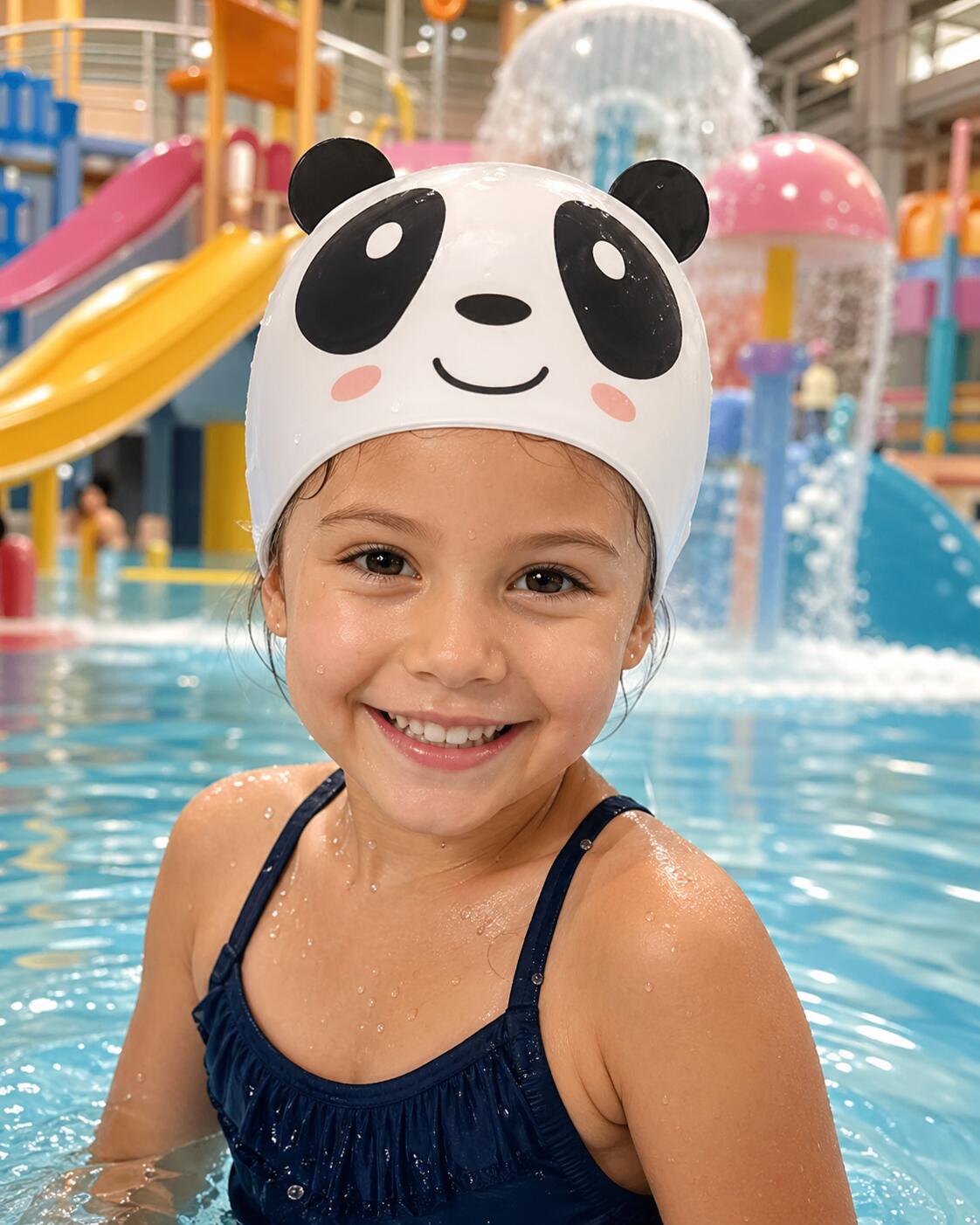 Czepek pływacki silikonowy dla dzieci na basen Aqua-Sport Panda 2/4
