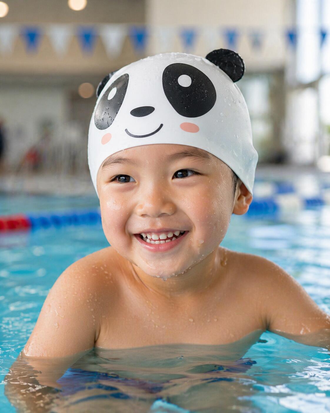 Czepek pływacki silikonowy dla dzieci na basen Aqua-Sport Panda 4/4