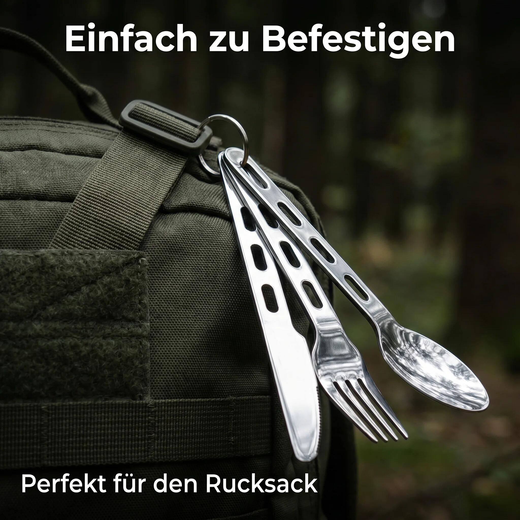 Ultraleichtes Camping Edelstahl Teller Set Becher Teller Besteck 222 g 3/7