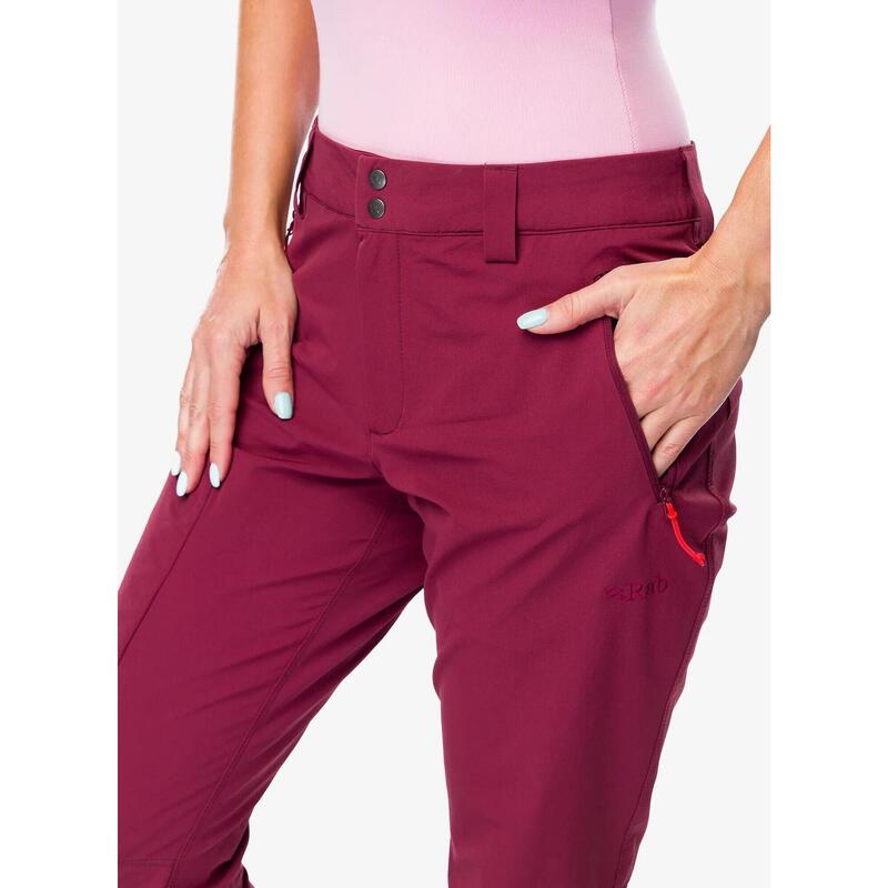 Pantaloni trekking femei Rab Incline bordeaux