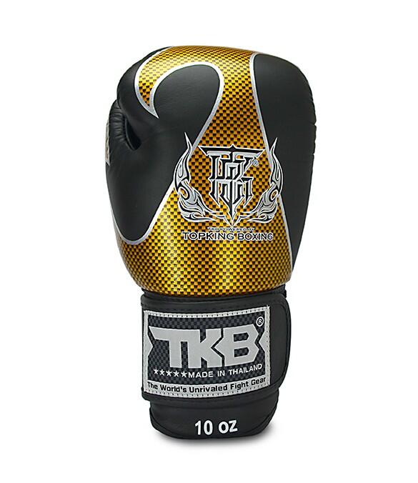 Luvas de boxe Top King Empower em couro negro dourado 3/5