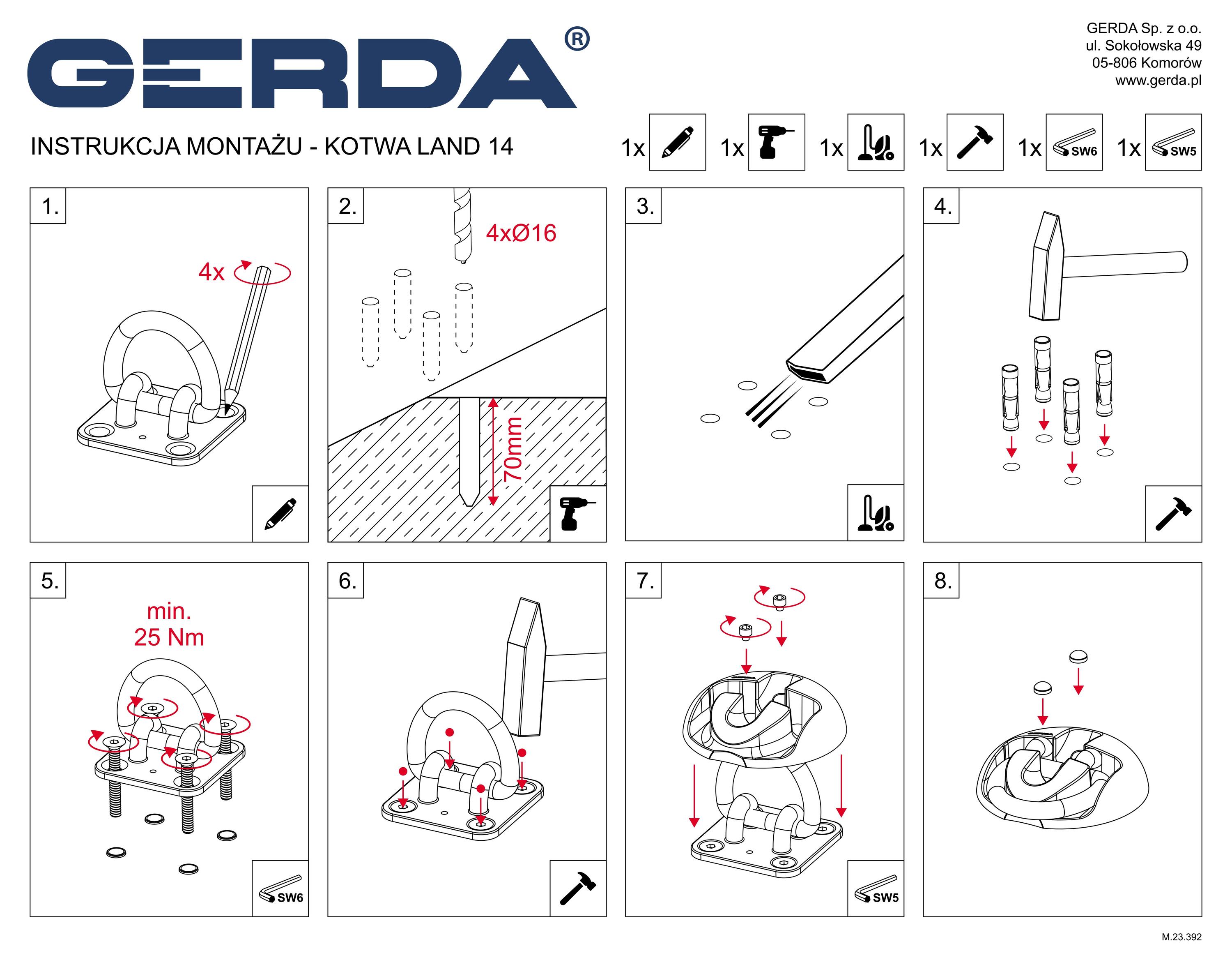 Anclaje de pared y suelo GERDA Land 14 3/3