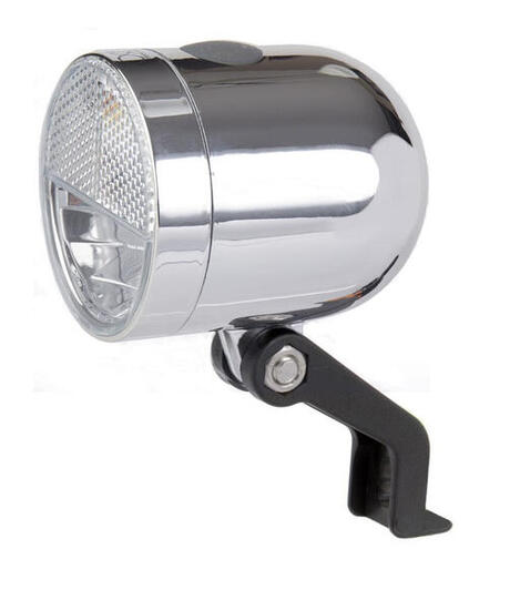 Ikzi Nero Faro Anteriore 1W LED a Batterie Cromato con Staffa.