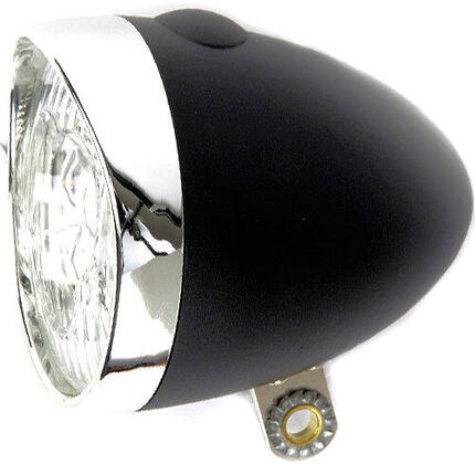 Retro LED Fahrrad-Scheinwerfer Schwarz mit Batterie