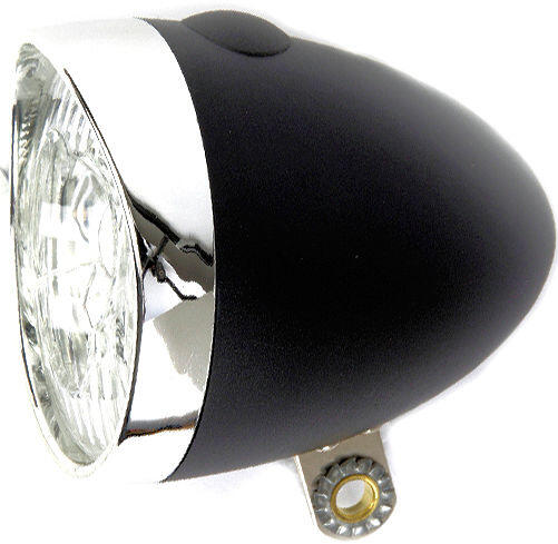 Retro LED Fahrrad-Scheinwerfer Schwarz mit Batterie