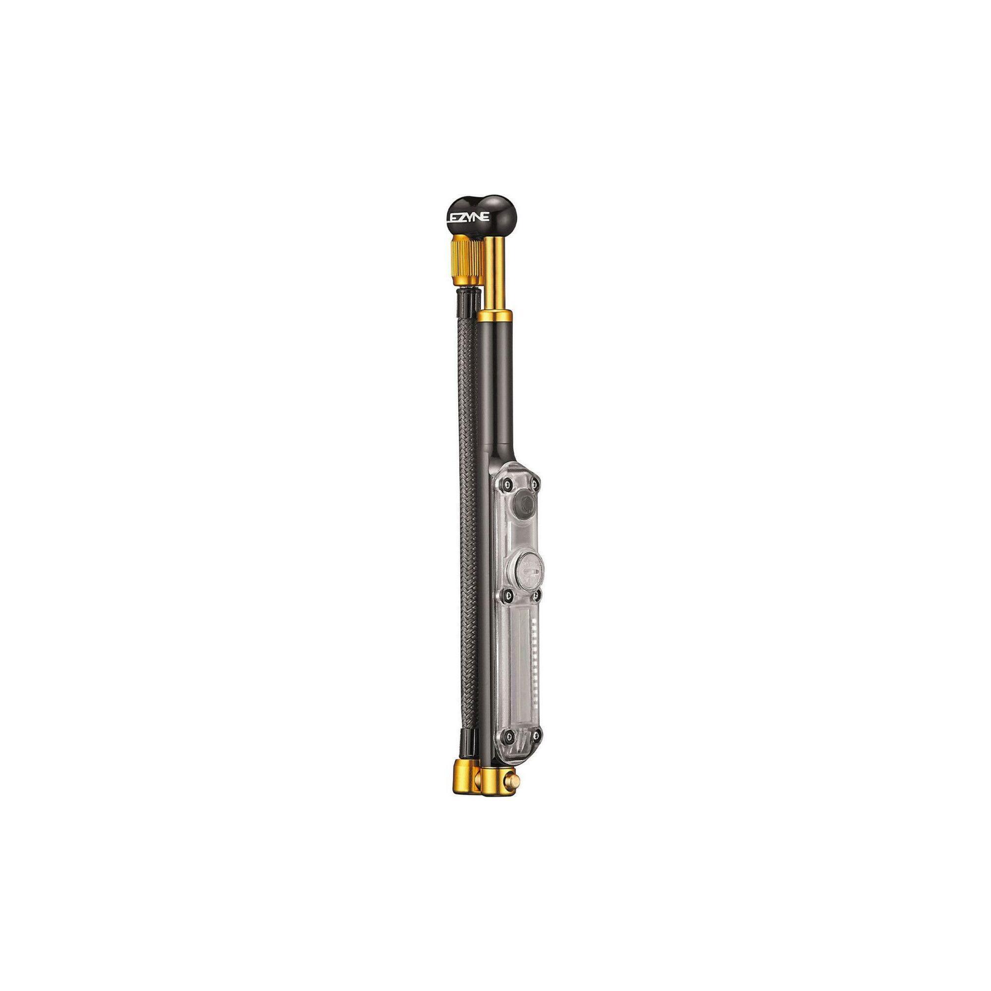 Pompa shock Lezyne Digital Shock Drive negru-aur, 22 cm.