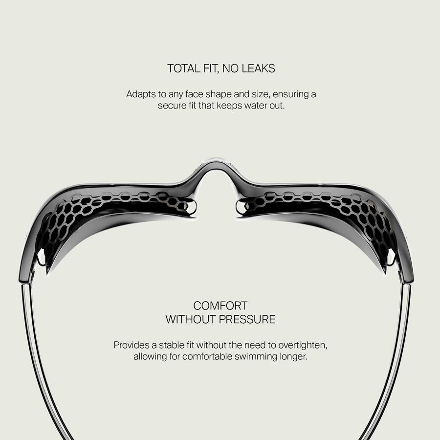 OzeanX Schwimmbrille für Freiwasser und Triathlon Schwarz/Silber 6/6