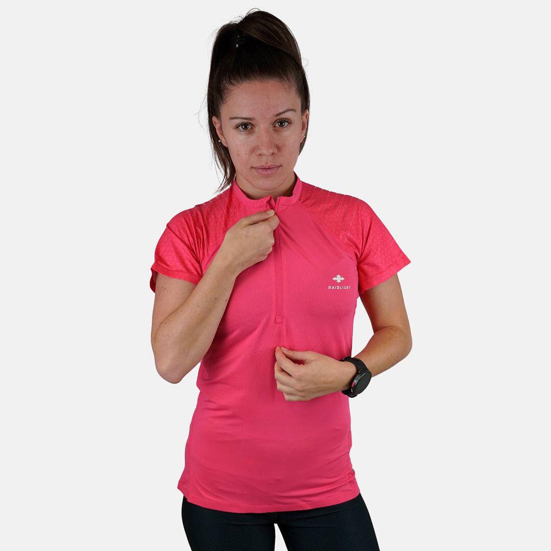 T-Shirt Running Raidlight 1/2 Zip R-Light Rose Femme 3/5