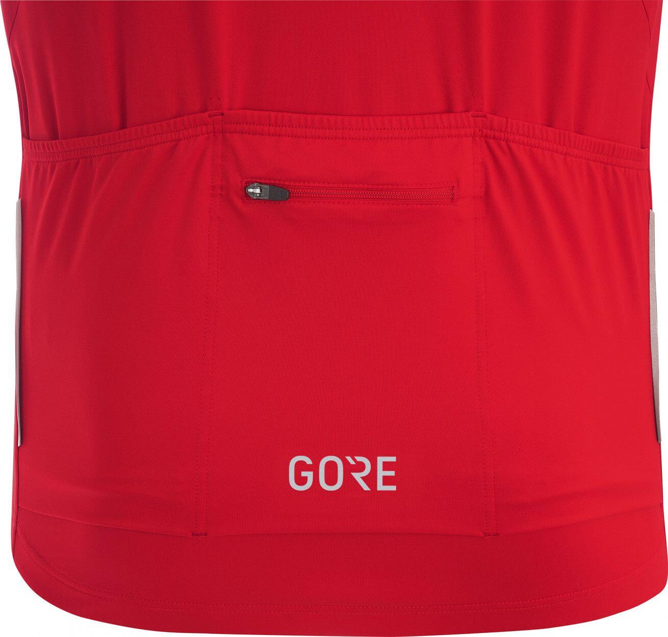 GORE C5 Kurzarmtrikot Rot/Weiß 3/4