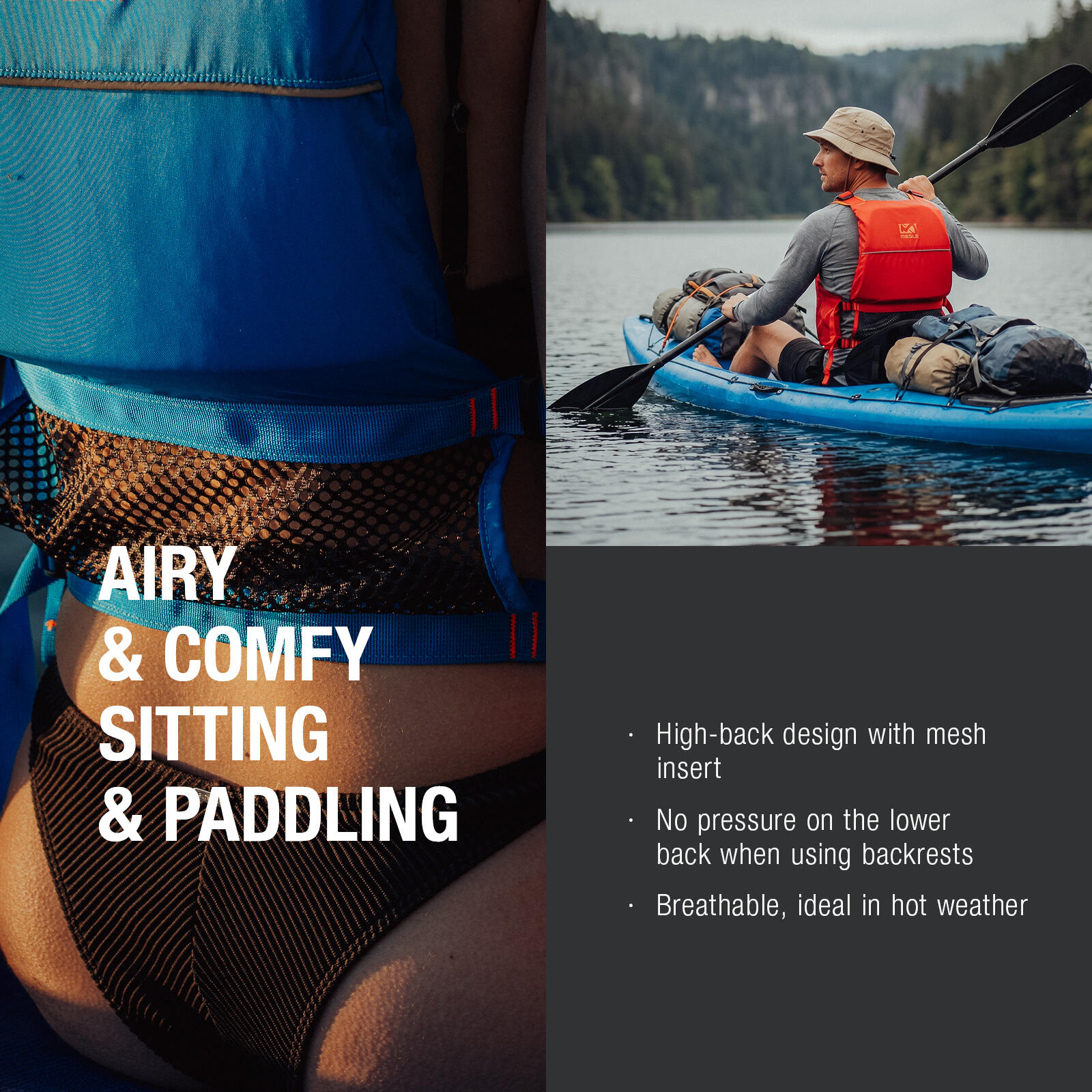 Zwemvest 50N Kajak & SUP Unisex Ara Mesh 50–120 kg – High-Back 3/6
