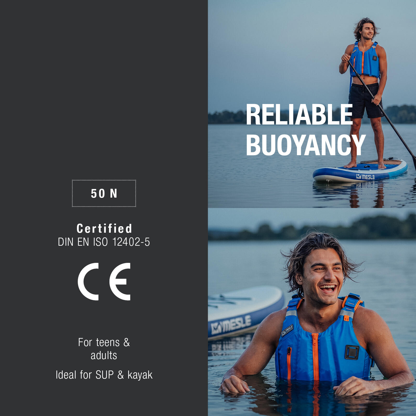 Zwemvest 50N Kajak & SUP Unisex Ara Mesh 50–120 kg – High-Back 2/6